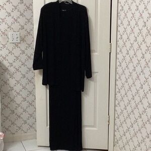 Plus 1X Vikki Vi Black 2-Piece Jacket & Maxi Dress Set – Evening Wear